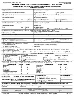 Biennial Drug Manufacturing License Renewal Application Form