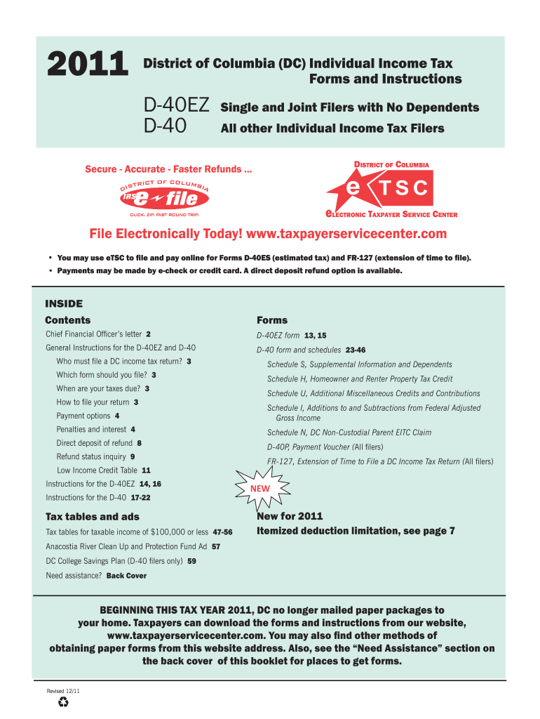  Dc Tax Forms 2018-2024