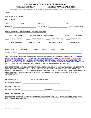 Dealer Appraisal Form