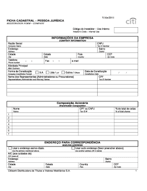 Citibank Dtvm Ficha Cadastral Form