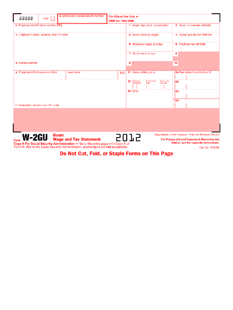 Printable W2 Form 2012