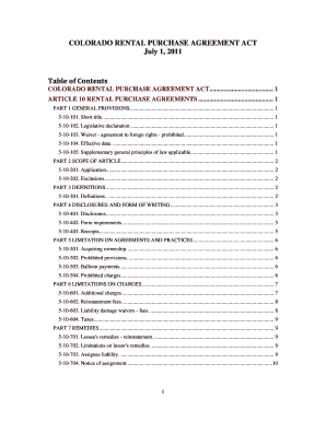 Colorado Rental Purchase Agreement Act Form