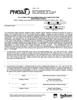 Pheaa Clarification Independent Online  Form