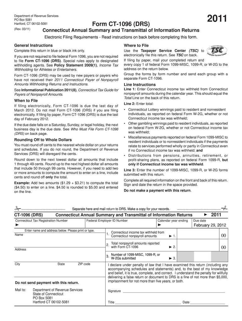 Ct 1096 Form Fill Out and Sign Printable PDF Template signNow