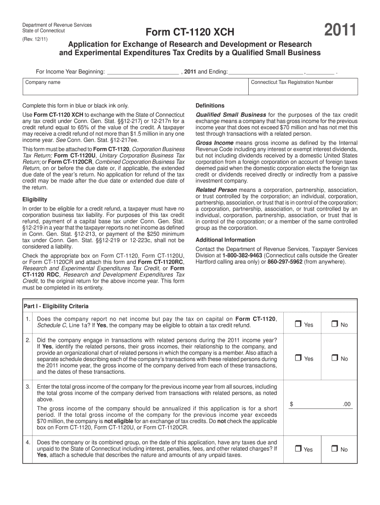 Ct 1120 Xch Fill in Form