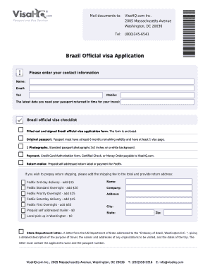 Brazil Visa Application Form PDF