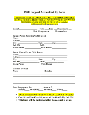 Collin County Child Support  Form