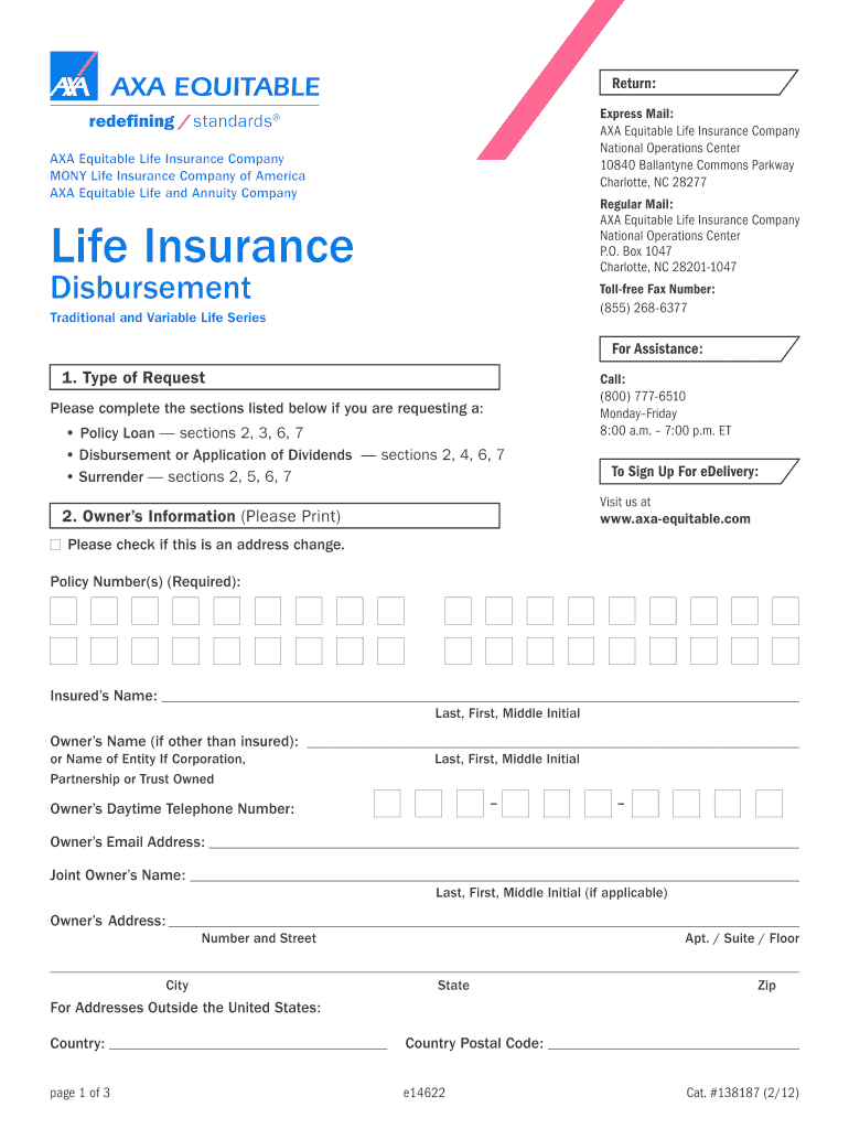 Axa Fillable Form Life