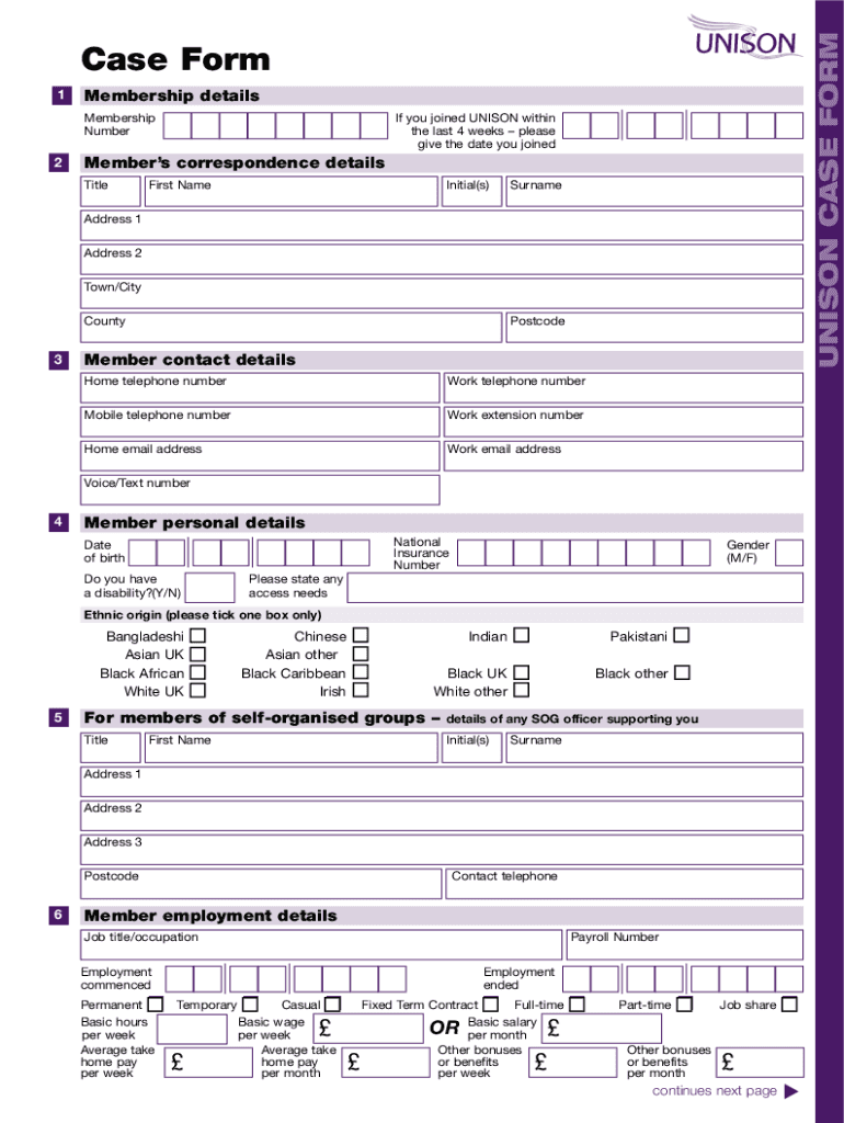  Unison Case Form 2010