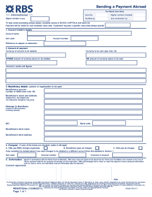 Sending a Payment Abroad Form PDF, 76KB RBS International