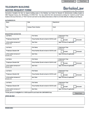 TELEGRAPH BUILDING ACCESS REQUEST FORM Berkeley Law