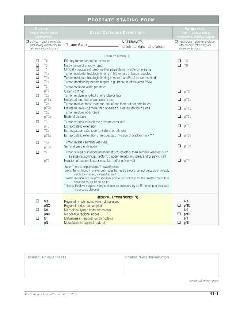 PROSTATE STAGING FORM