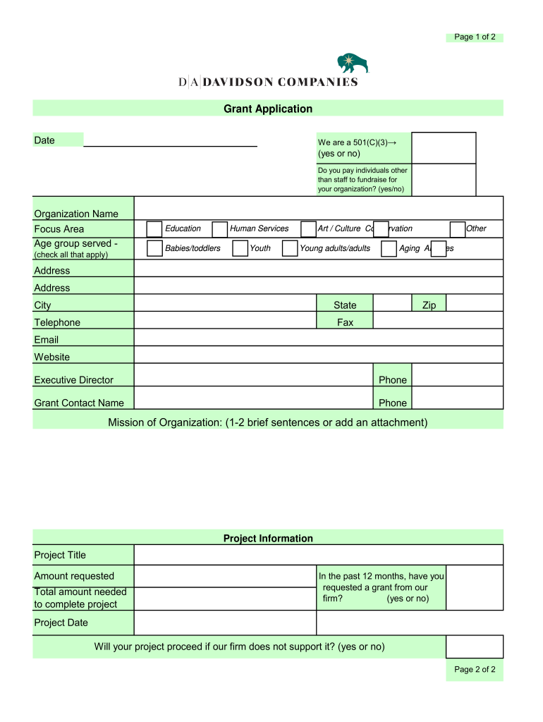 Grant Application  D a Davidson & Co  Form