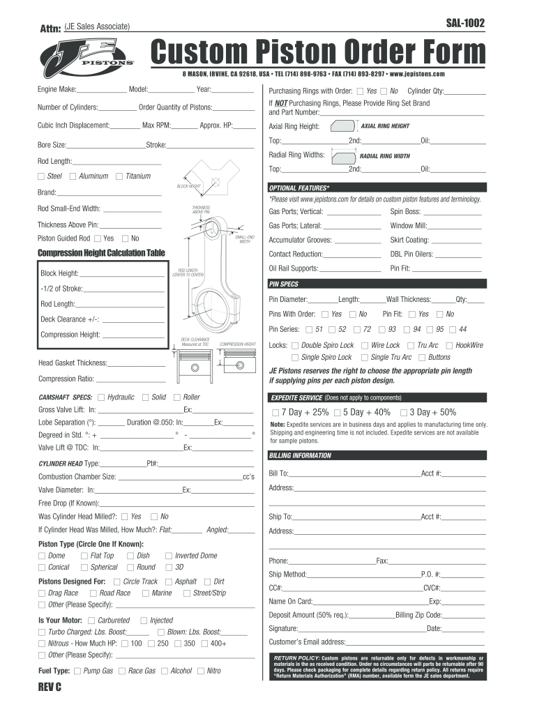 Pistons Custom  Form