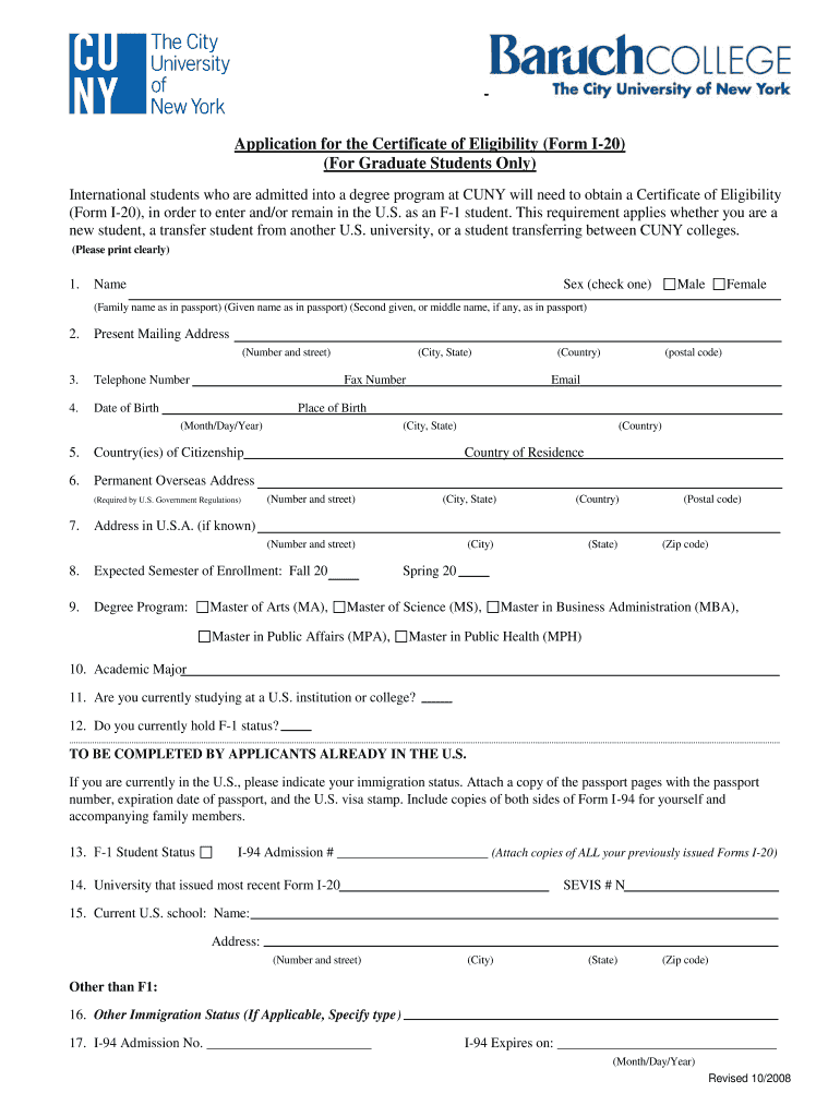  Baruch College Transcript Form 2008