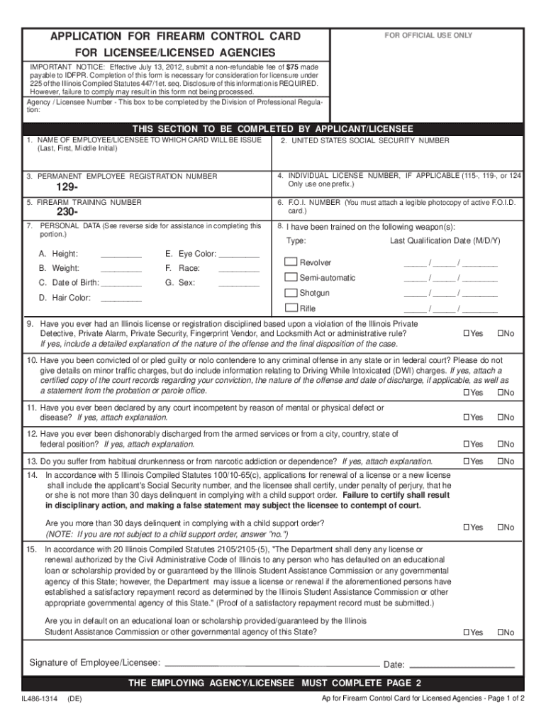  Printable Illinois Foid Card Application 2014