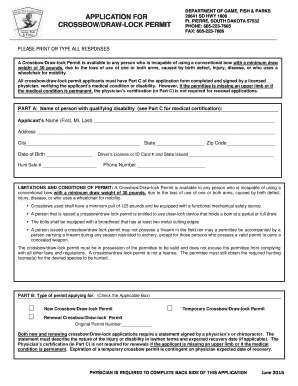 South Dakota Crossbow Permit  Form