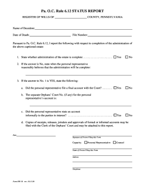 Form RW 10 Rev 10 13 06 Rule 6 12 Status Report Lackawannacounty