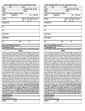 Akc Lure Coursing Entry Form