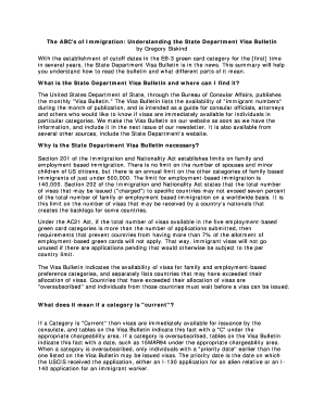 The ABC&#039;s of Immigration Understanding the State Department Visa Bulletin  Form