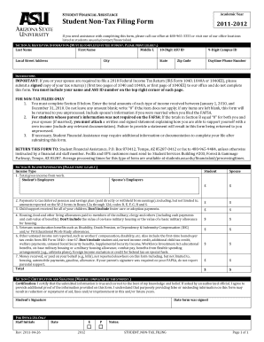 Student Non Tax Filing Form ASU Students Site