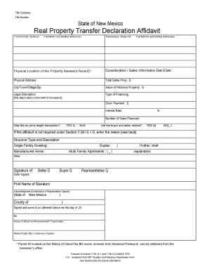 New Mexico Real Property Transfer Declaration Affidavit  Form