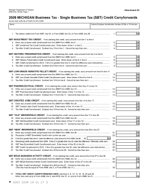 4569, MICHIGAN Business Tax Single Business Tax SBT Credit Carryforwards 4569, MICHIGAN Business Tax Single Business Tax SBT Cre  Form