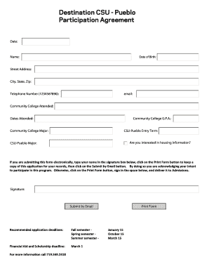 Destination CSU Pueblo  Form