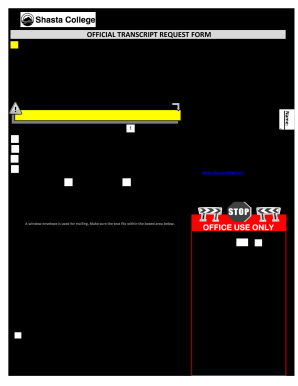 Shasta Transcripts  Form