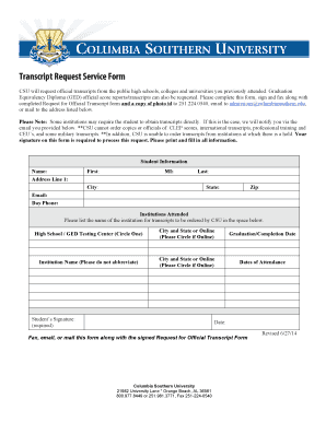 Transcript Request Service Payment Form Columbiasouthern