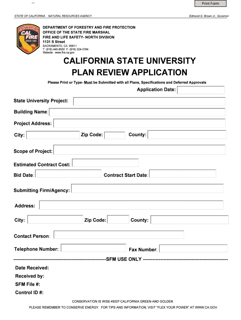 CSU Plan Review Application Office of the State Fire Marshal  Form