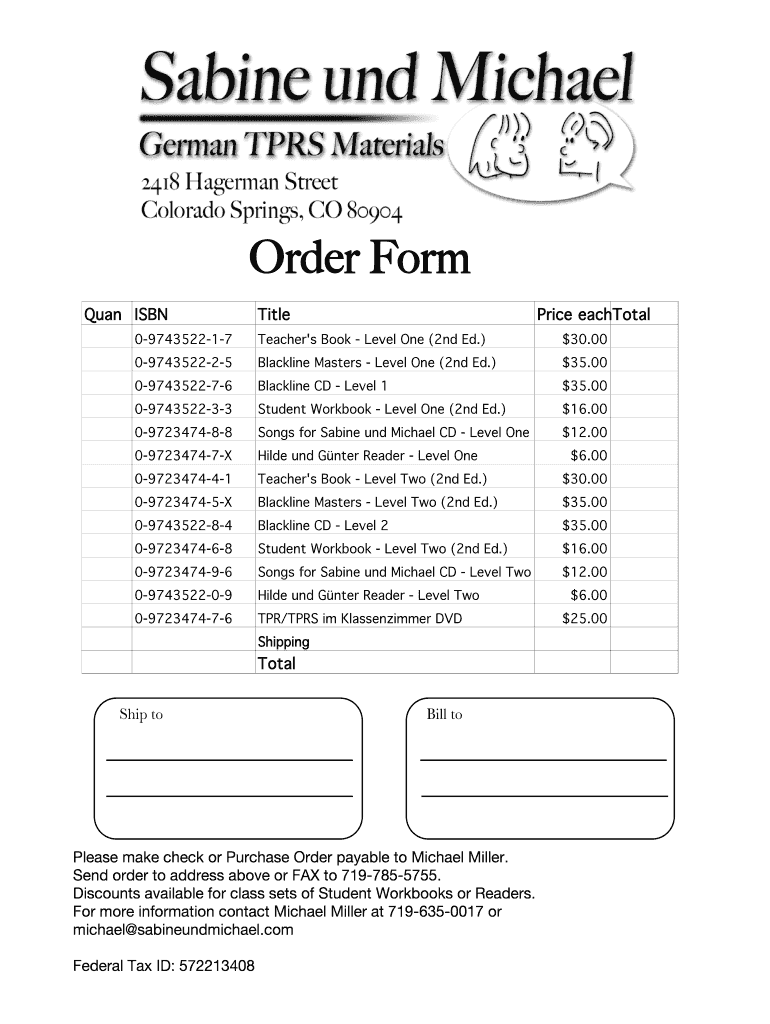 Order Form 2nd Ed Cwk WP  Sabine Und Michael
