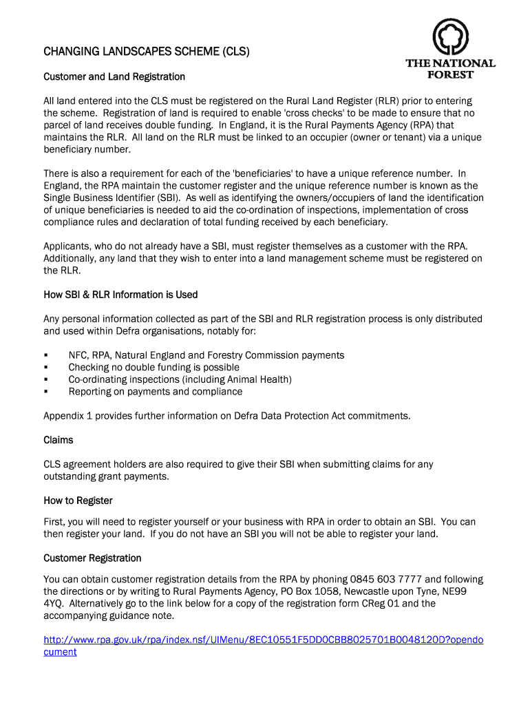 Customer and Land Registrations Notes the National Forest  Form