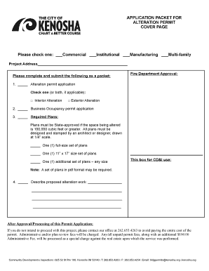 City of Kenosha APPLICATION PACKET for COMMERCIAL Kenosha  Form