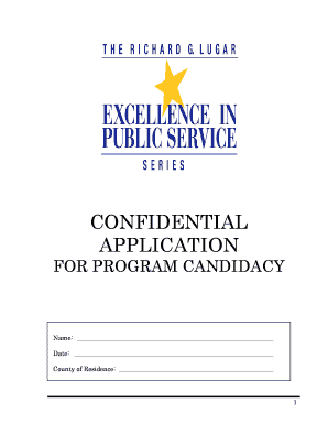 CONFIDENTIAL APPLICATION State of Indiana  Form