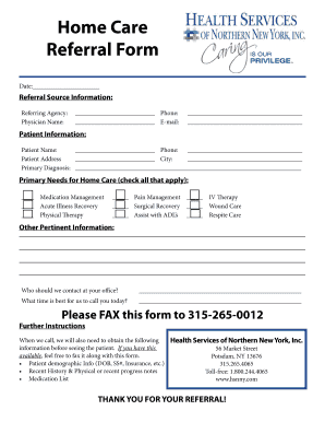 Home Health Referral Form Template