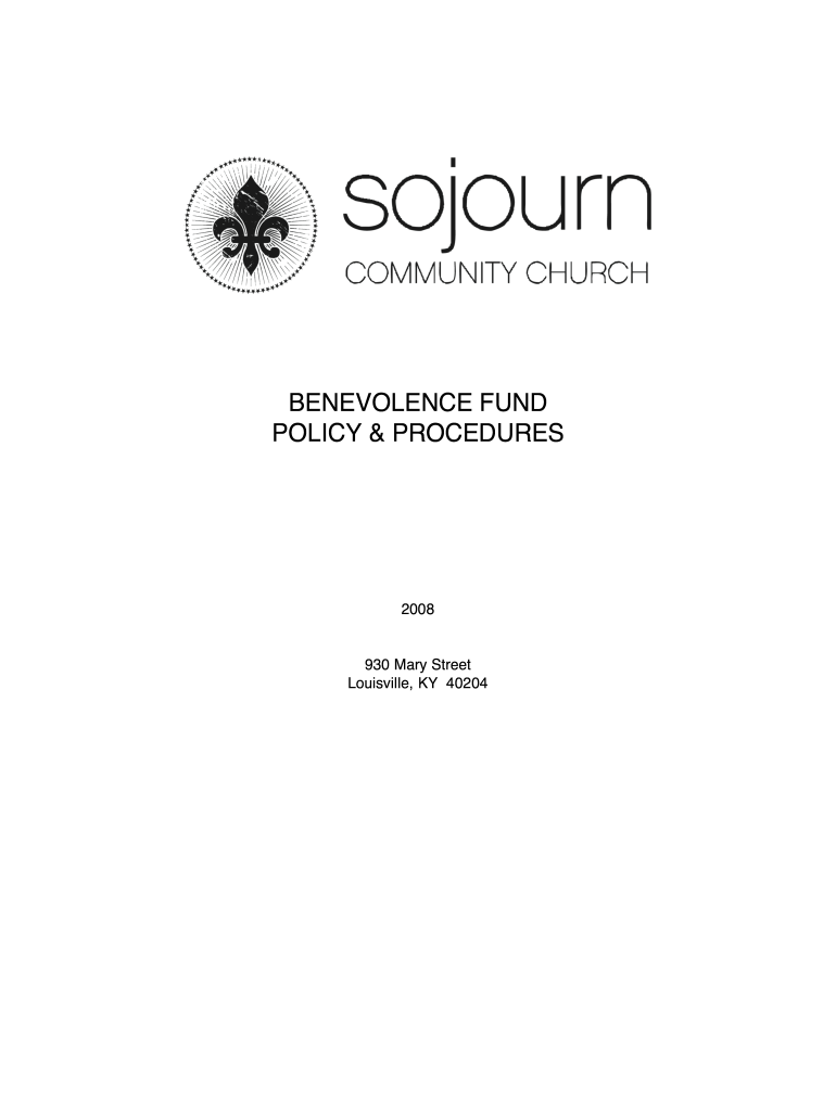 Get and Sign Church Benevolence Policy Sojourn 2008-2022 Form