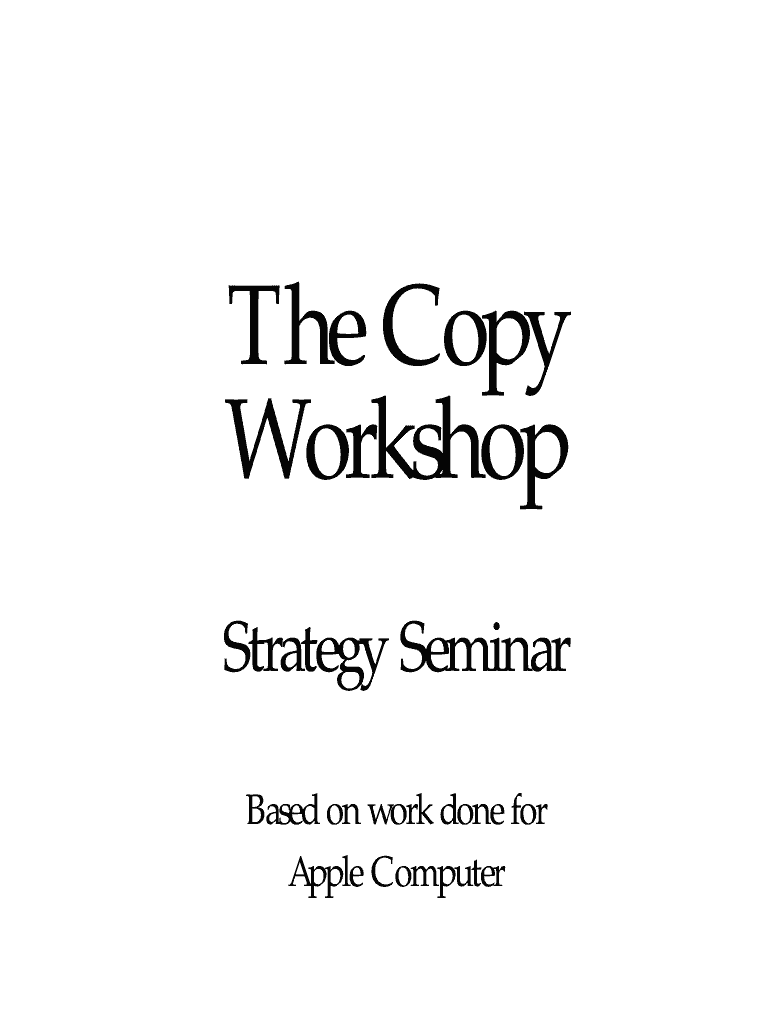 The Copy Workshop Strategy Seminar Amazon Web Services  Form