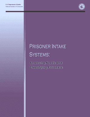 Prisoner Intake Systems Assessing Needs and Classifying Prisoners Static Nicic  Form