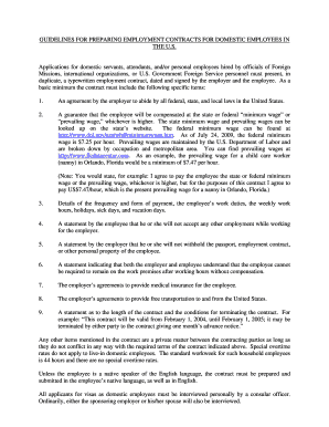 GUIDELINES for PREPARING EMPLOYMENT CONTRACTS for DOMESTIC EMPLOYEES in the U Photos State  Form