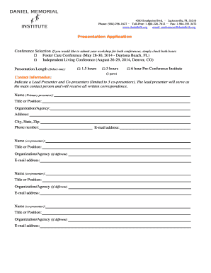 Presentation Application ? Foster Care Conference May 9 11  Form