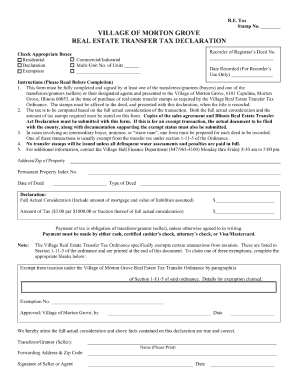 Morton Grove Transfer Declaration Form