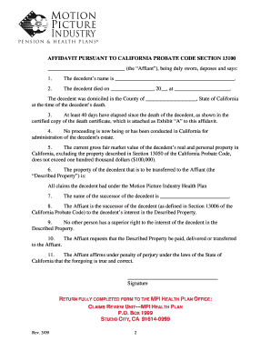  Small Estate Affidavit Los Angeles County 2009