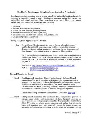 Revised January Checklist for Recruiting and Hiring Faculty  Form