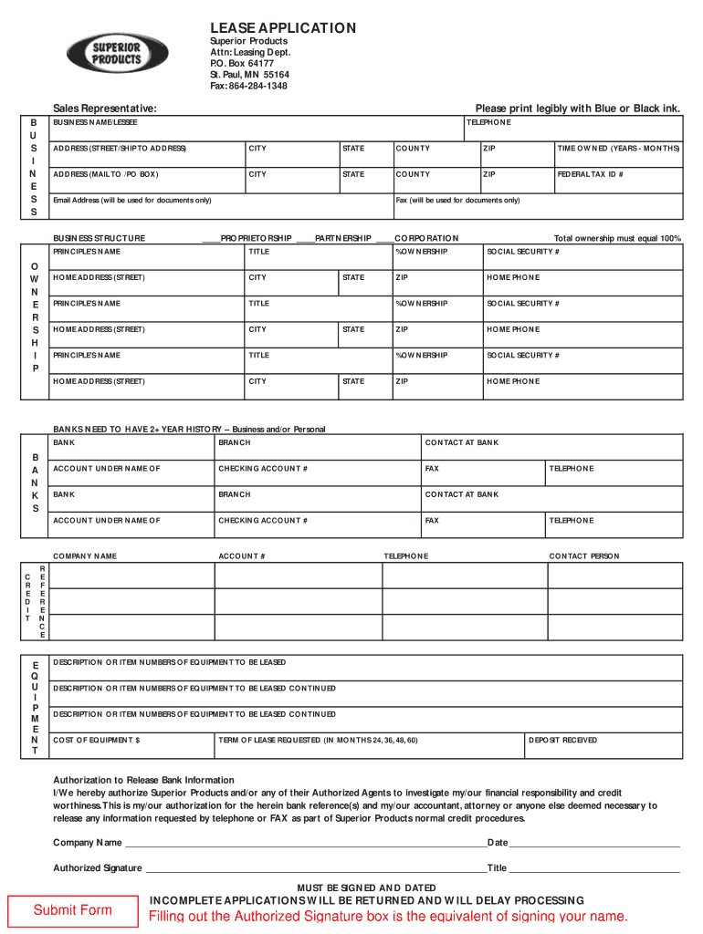 LEASE APPLICATION Filling Out the Authorized Signature Box is the  Form
