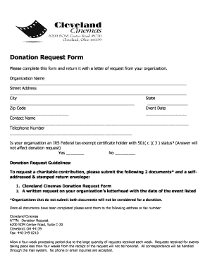 Donation Request Form Cleveland Cinemas