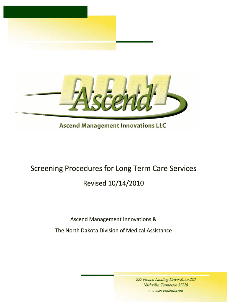 Screening Procedures for Long Term Care Services State of North Nd  Form