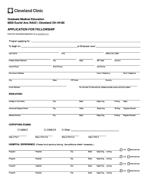 9500 Euclid Ave Cleveland OH 44195 APPLICATION for  Form