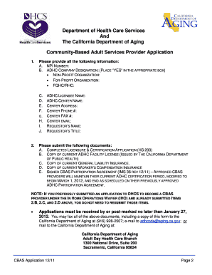 The California Department of Aging  Form
