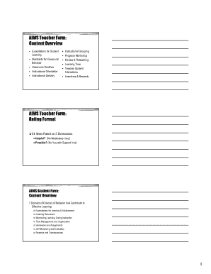 AIMS Teacher Form Content Overview AIMS Teacher Form Rating Csus